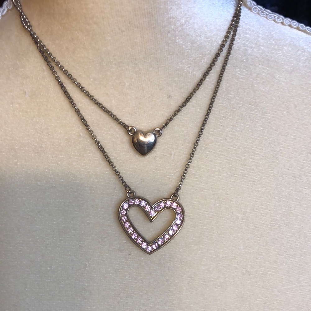 Layers gold necklace with hearts